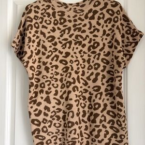 Leopard Print Knit Top in Tan and Brown